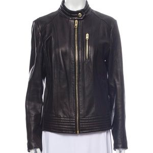 Michael Michael Kors black leather biker jacket large